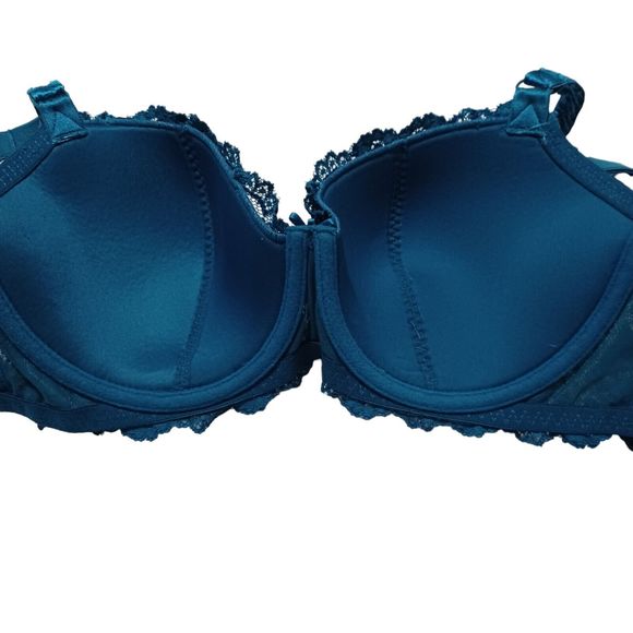 Secret Treasures Blue Green Lace Underwire Bra Sz 38D Nylon & Spandex Padded - Picture 5 of 9